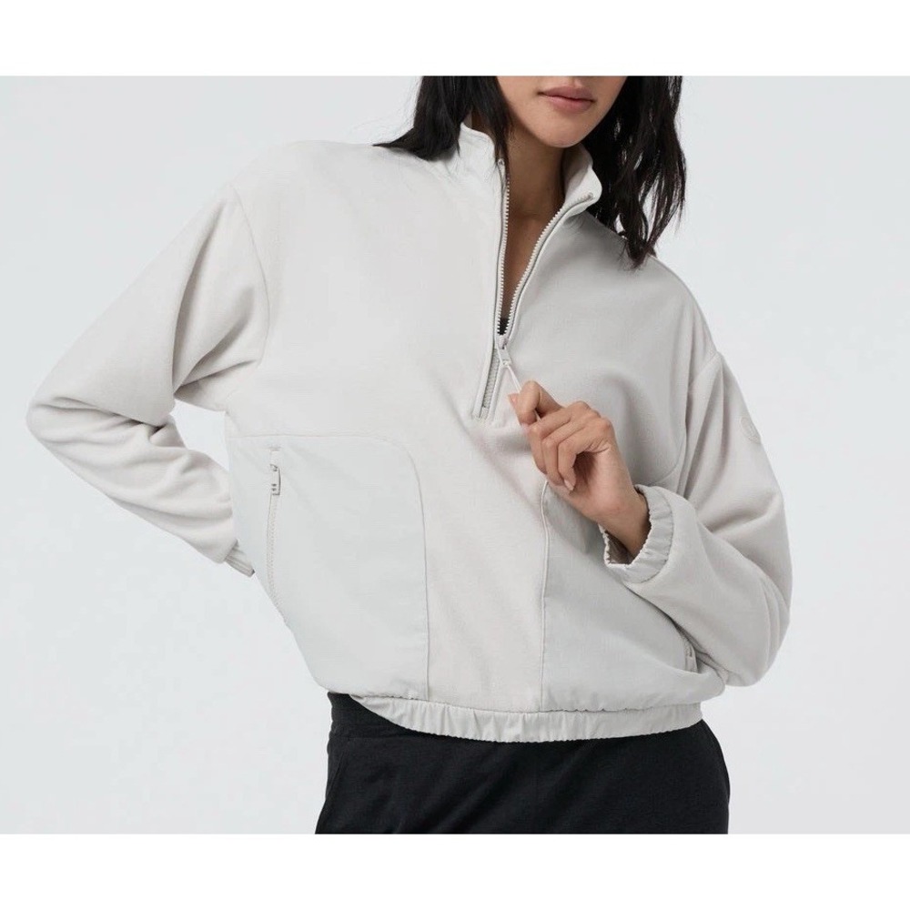 Vuori Aspen Half Zip Fleece Pullover Deer Valley Salt White/Gray Womens XS VW599